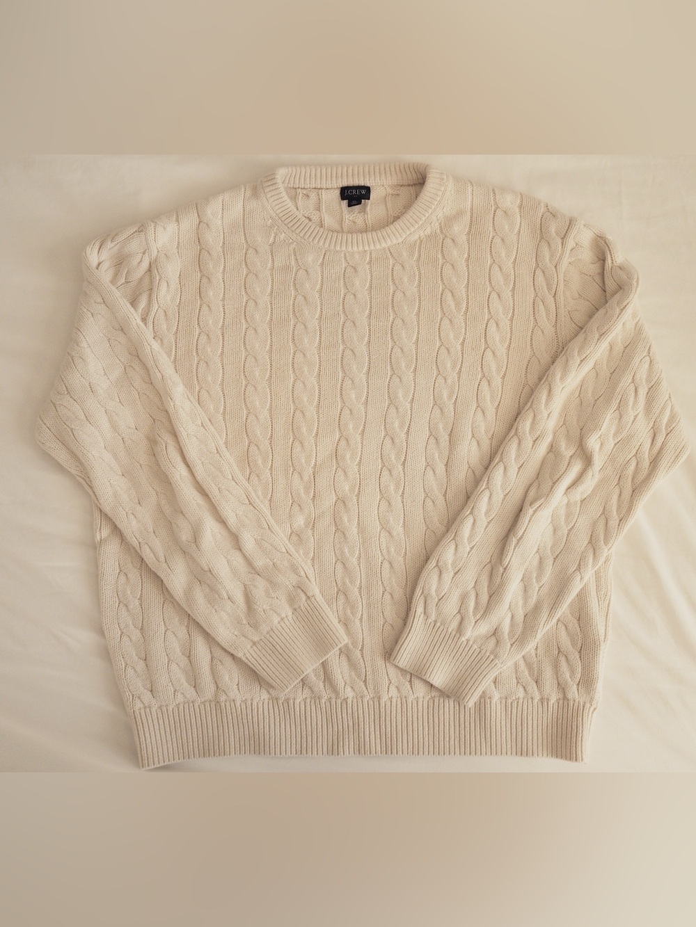 J.Crew Cable Knit Sweater Cream Cotton XL